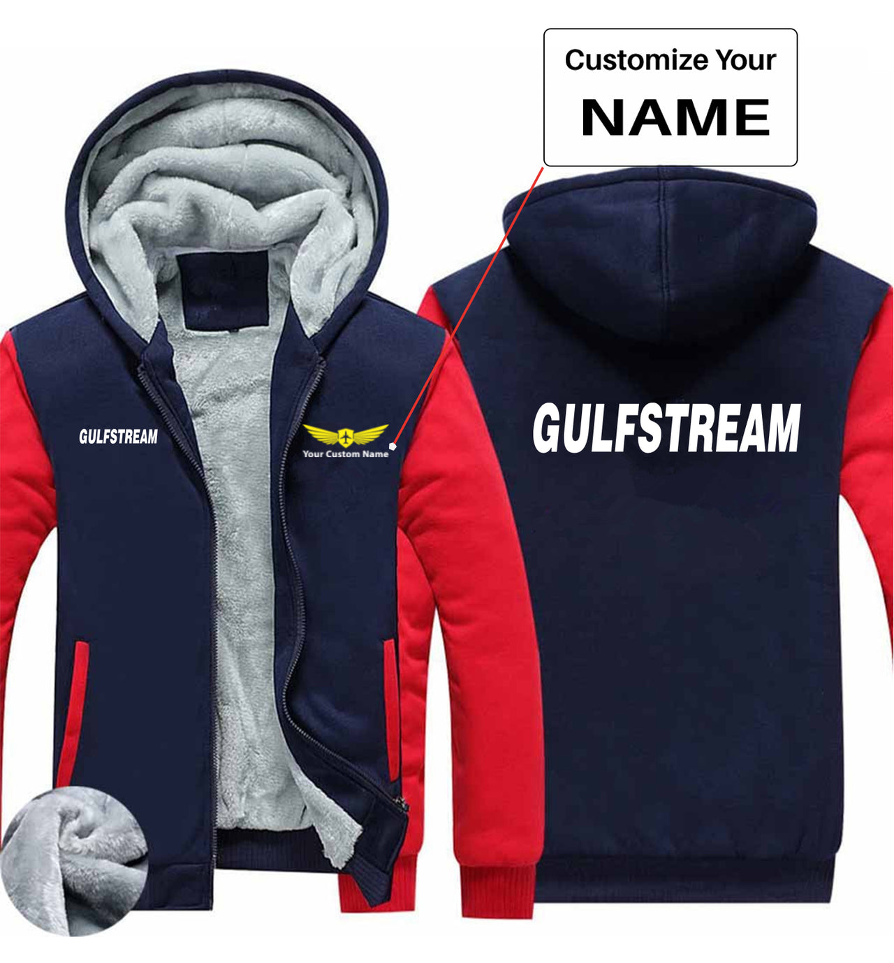 Gulfstream & Text Designed Zipped Sweatshirts
