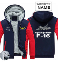 Thumbnail for The Fighting Falcon F16 Designed Zipped Sweatshirts