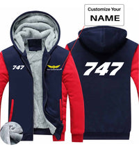 Thumbnail for 747 Flat Text Designed Zipped Sweatshirts