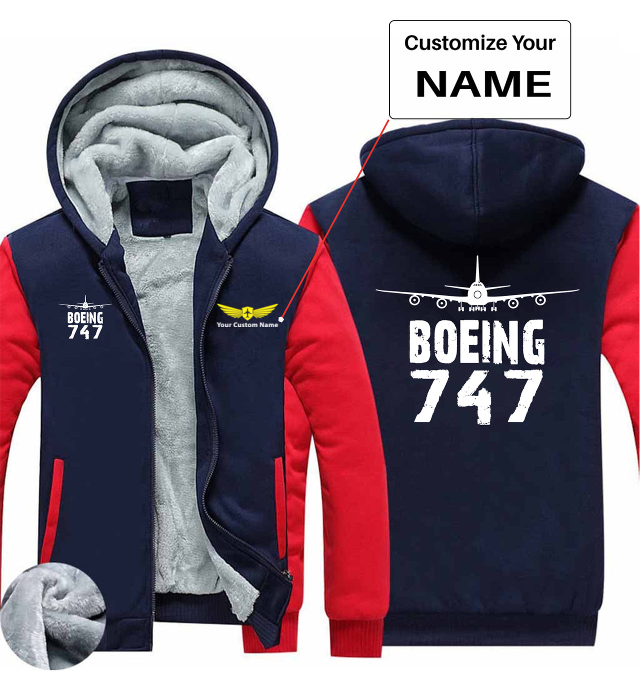 Boeing 747 & Plane Designed Zipped Sweatshirts