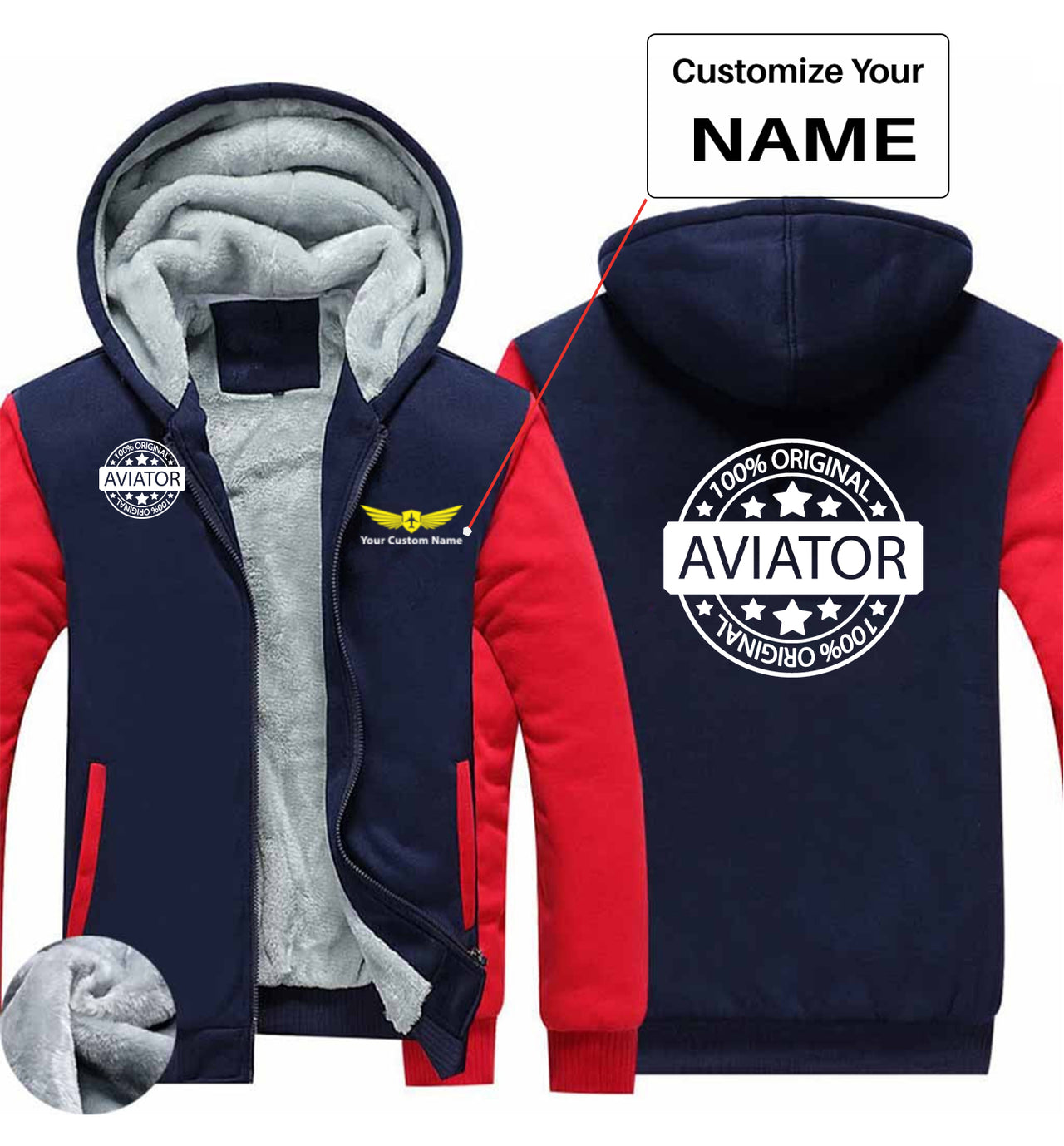 %100 Original Aviator Designed Zipped Sweatshirts