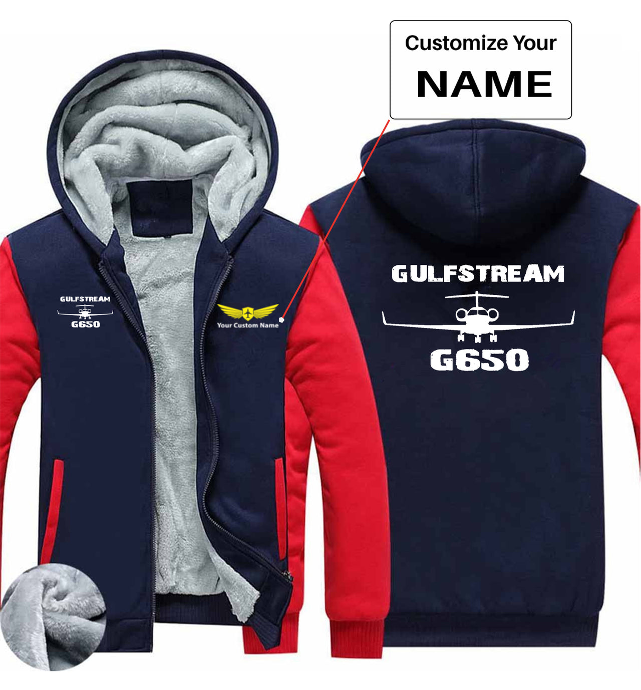 Gulfstream G650 & Plane Designed Zipped Sweatshirts