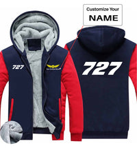 Thumbnail for 727 Flat Text Designed Zipped Sweatshirts