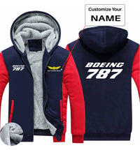 Thumbnail for Boeing 787 & Text Designed Zipped Sweatshirts