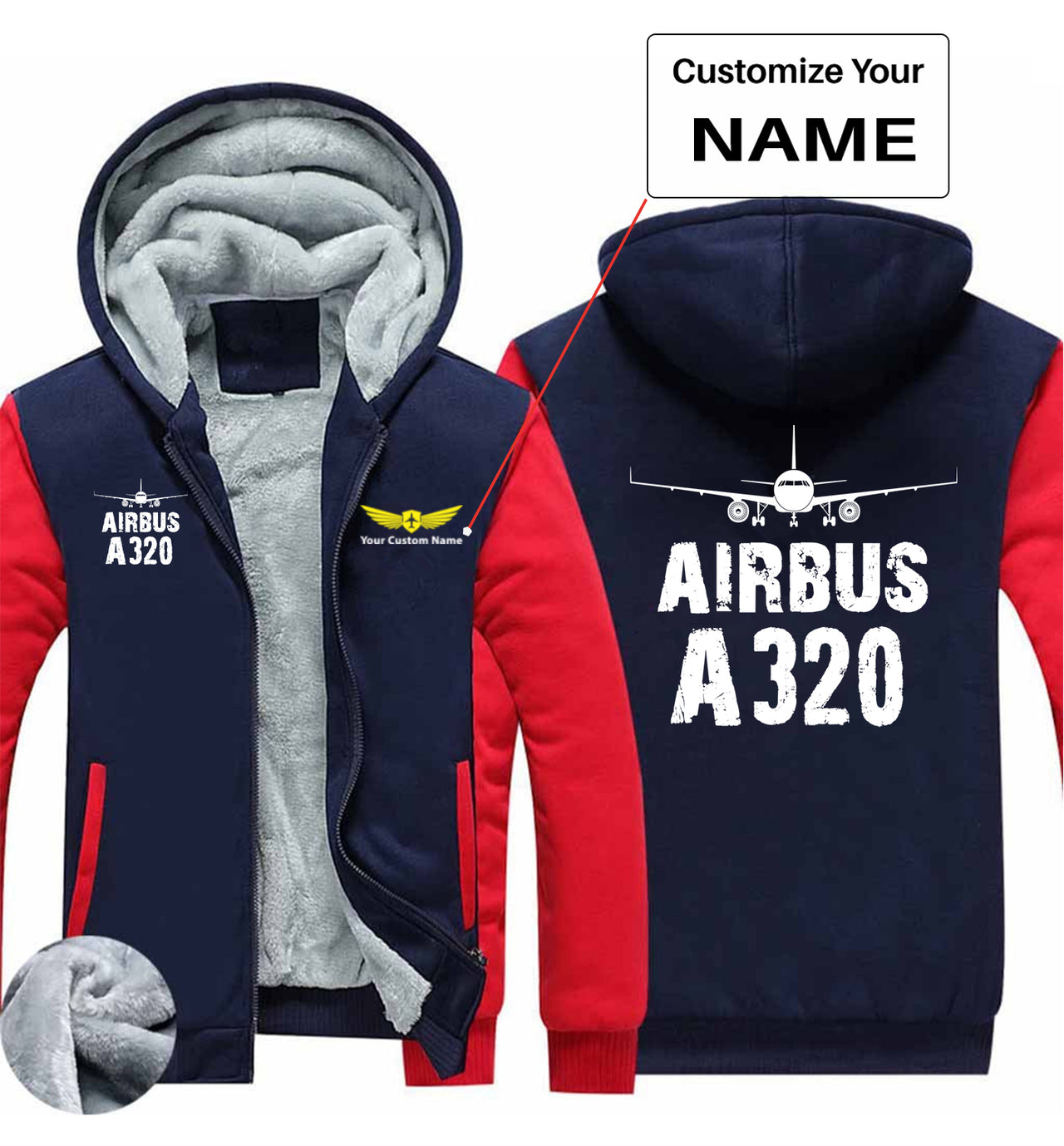 Airbus A320 & Plane Designed Zipped Sweatshirts