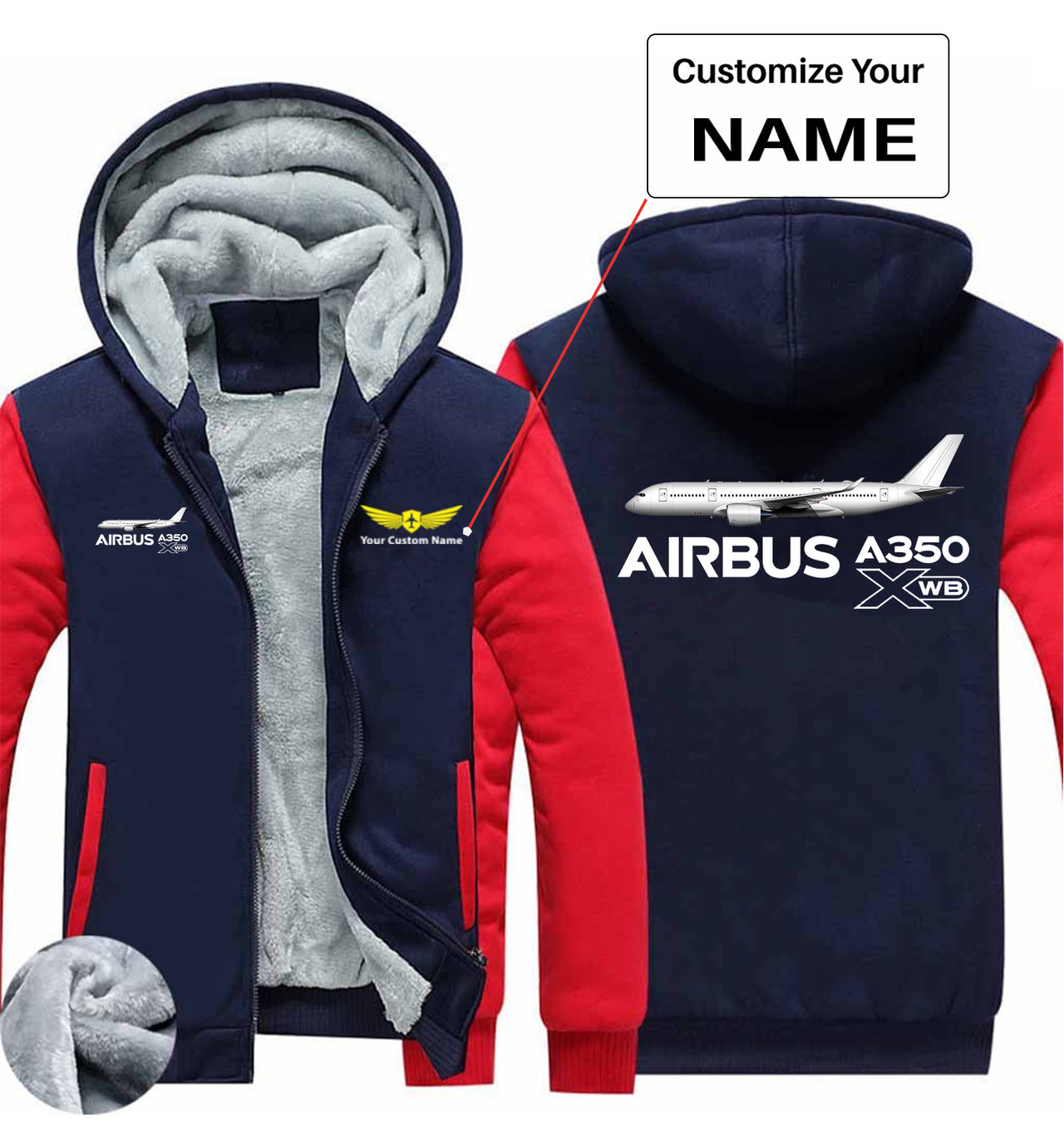 The Airbus A350 WXB Designed Zipped Sweatshirts