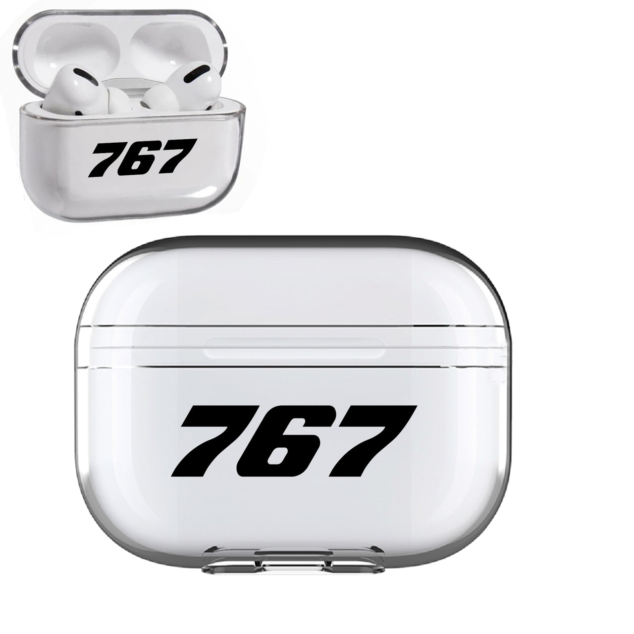 767 Flat Text Designed Transparent Earphone AirPods "Pro" Cases