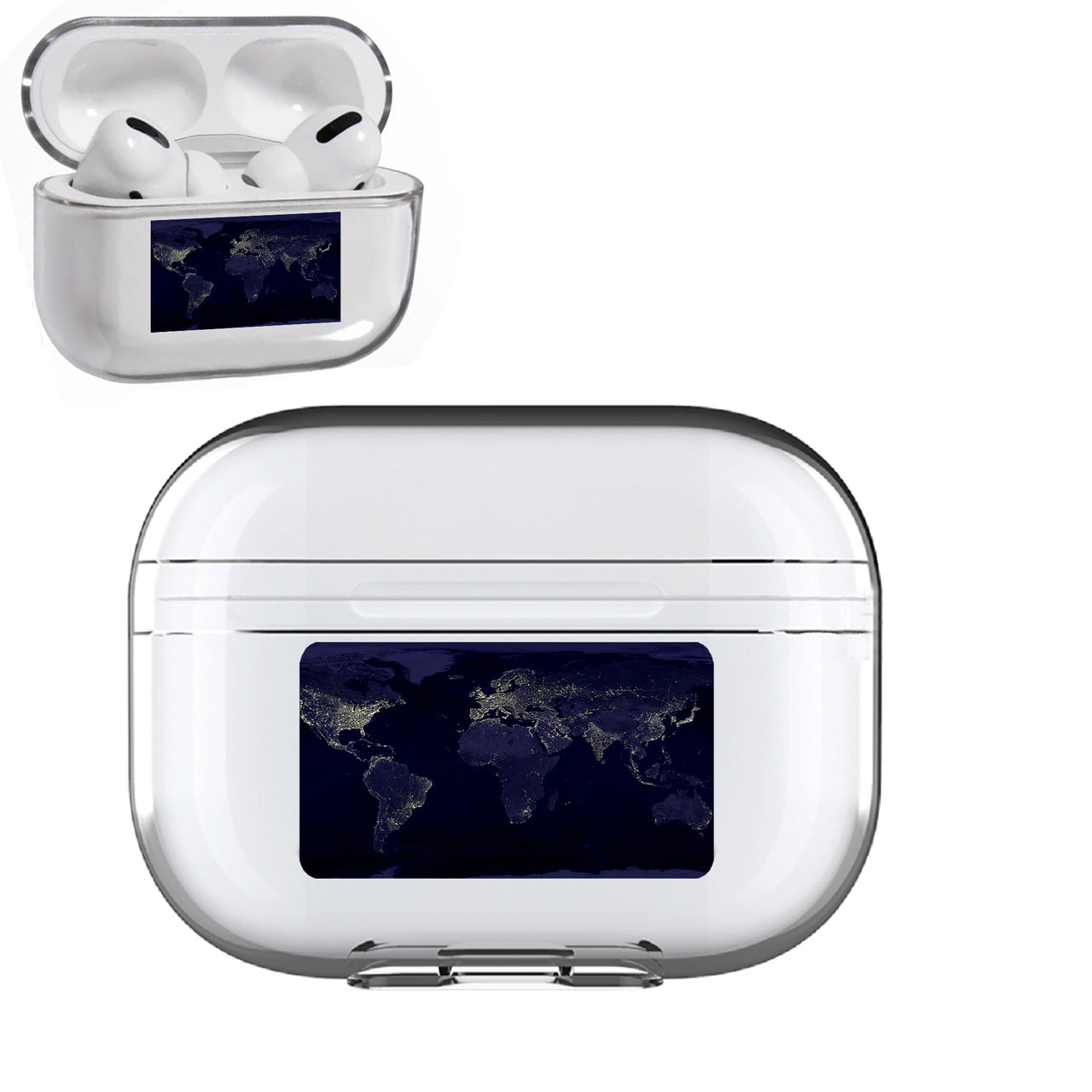 World Map From Space Designed Transparent Earphone AirPods "Pro" Cases
