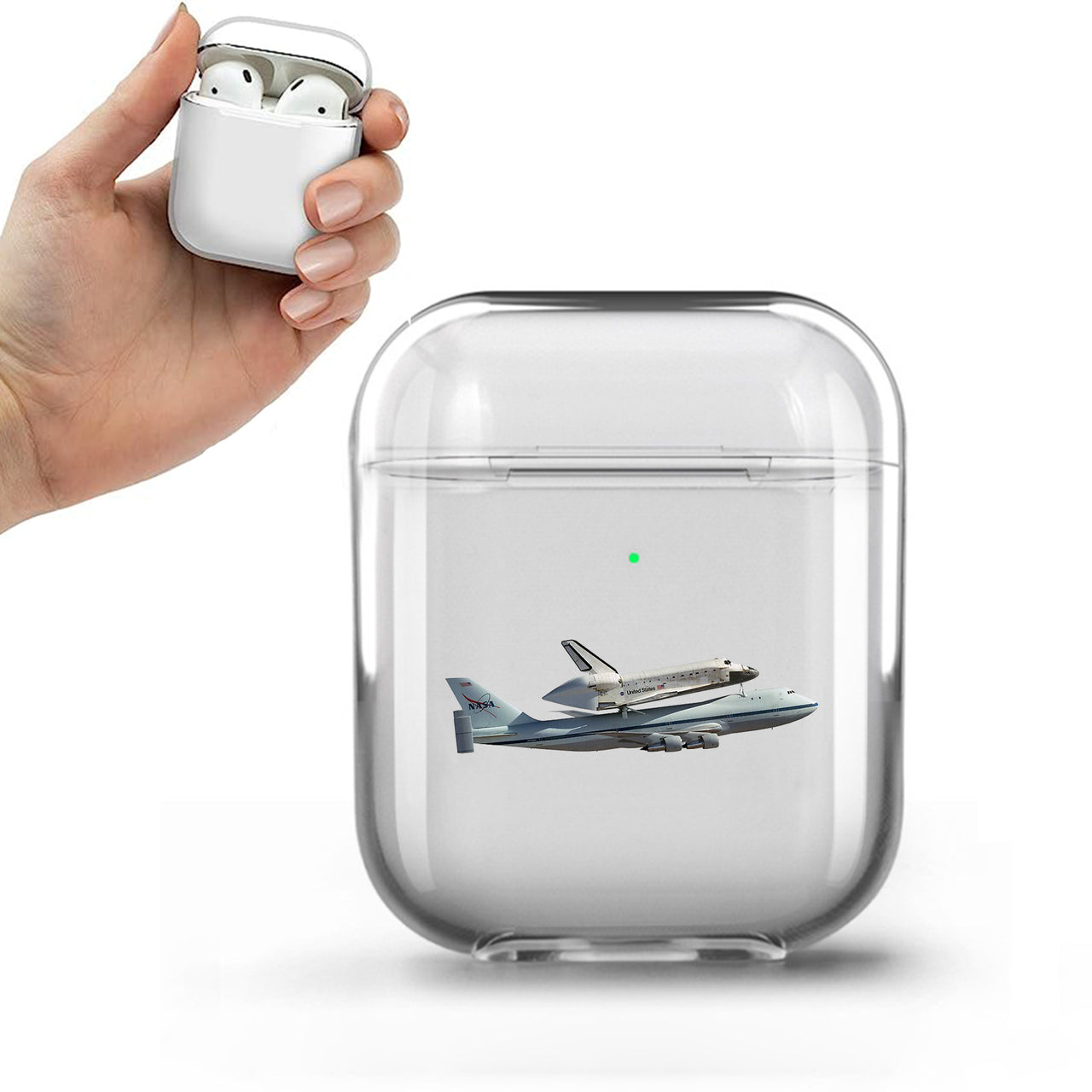 Space shuttle on 747 Designed Transparent Earphone AirPods Cases
