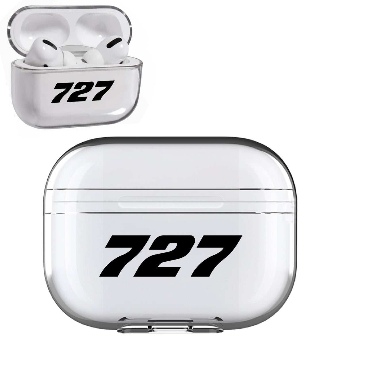 727 Flat Text Designed Transparent Earphone AirPods "Pro" Cases