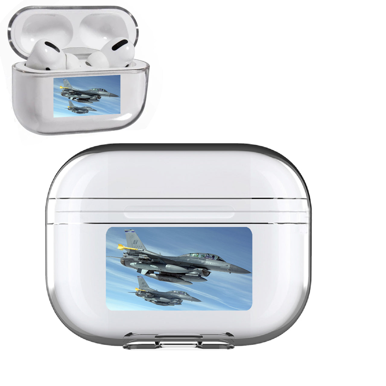 Two Fighting Falcon Designed Transparent Earphone AirPods "Pro" Cases