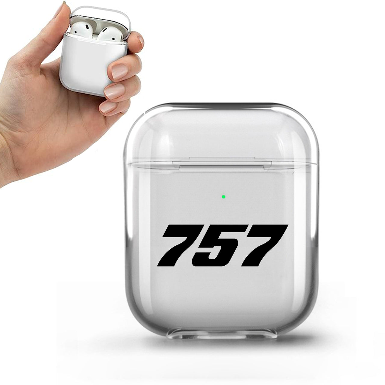 757 Flat Text Designed Transparent Earphone AirPods Cases