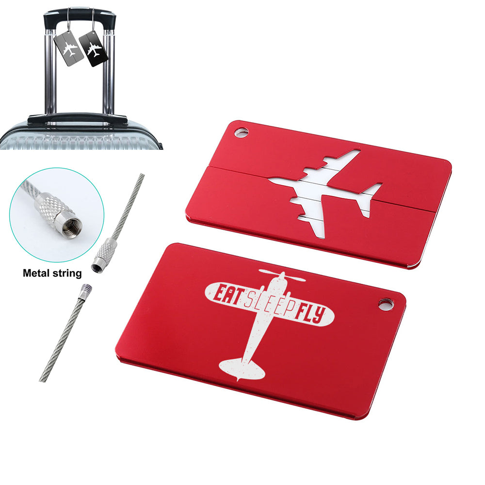 Eat Sleep Fly & Propeller Designed Aluminum Luggage Tags