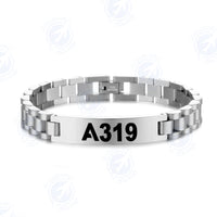 Thumbnail for A319 Flat Text Designed Stainless Steel Chain Bracelets