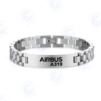 Thumbnail for Airbus A319 & Text Designed Stainless Steel Chain Bracelets