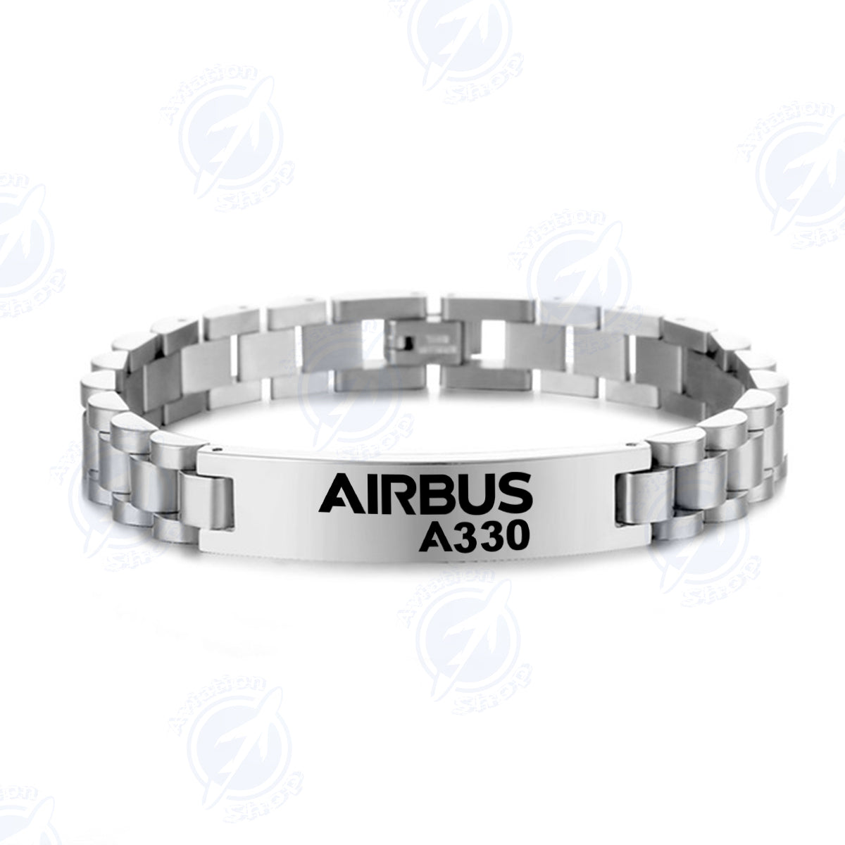 Airbus A330 & Text Designed Stainless Steel Chain Bracelets