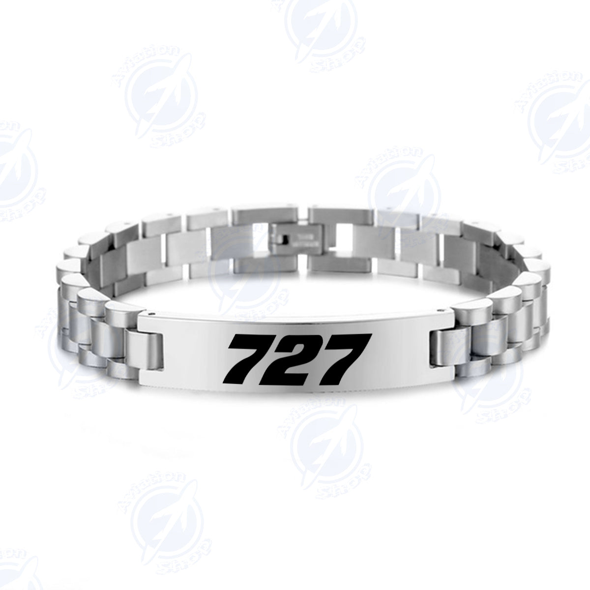 727 Flat Text Designed Stainless Steel Chain Bracelets