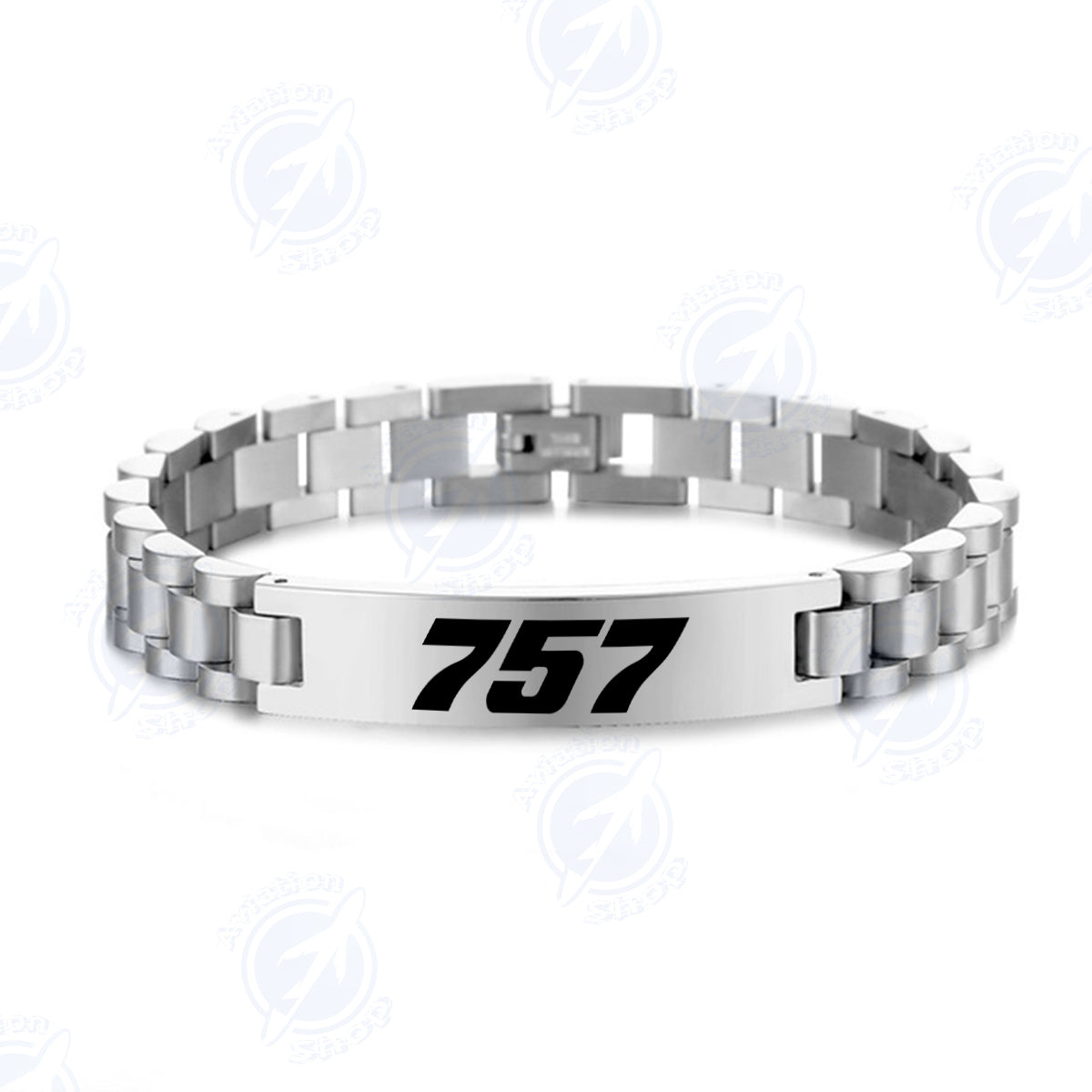 757 Flat Text Designed Stainless Steel Chain Bracelets