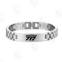 Thumbnail for Boeing 717 & Text Designed Stainless Steel Chain Bracelets