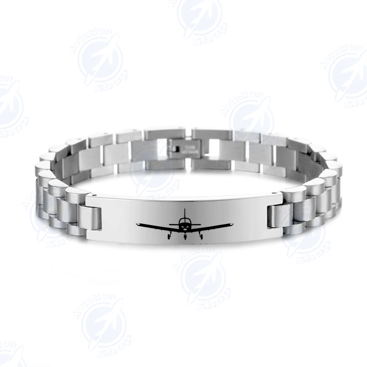 Piper PA28 Silhouette Plane Designed Stainless Steel Chain Bracelets