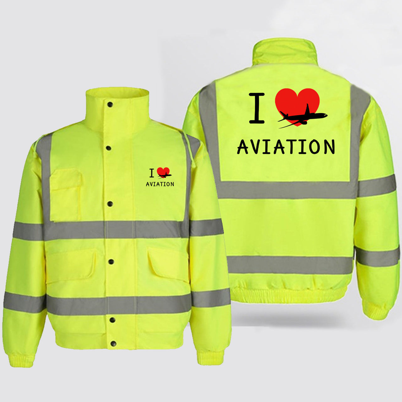 I Love Aviation Designed Reflective Winter Jackets