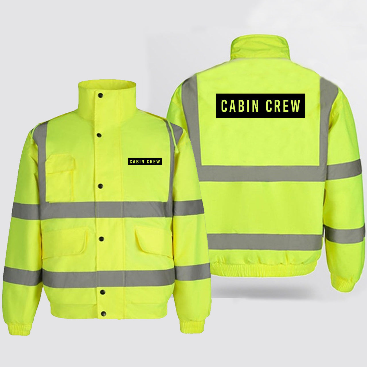 Cabin Crew Text Designed Reflective Winter Jackets