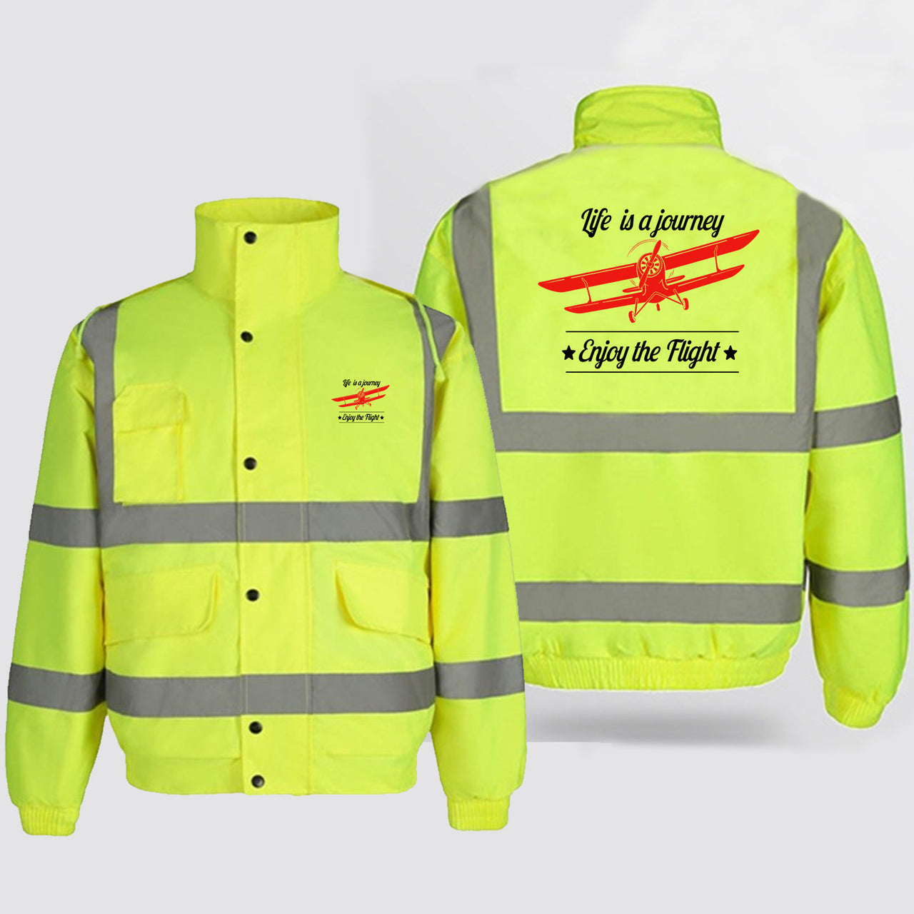 Life is a journey Enjoy the Flight Designed Reflective Winter Jackets