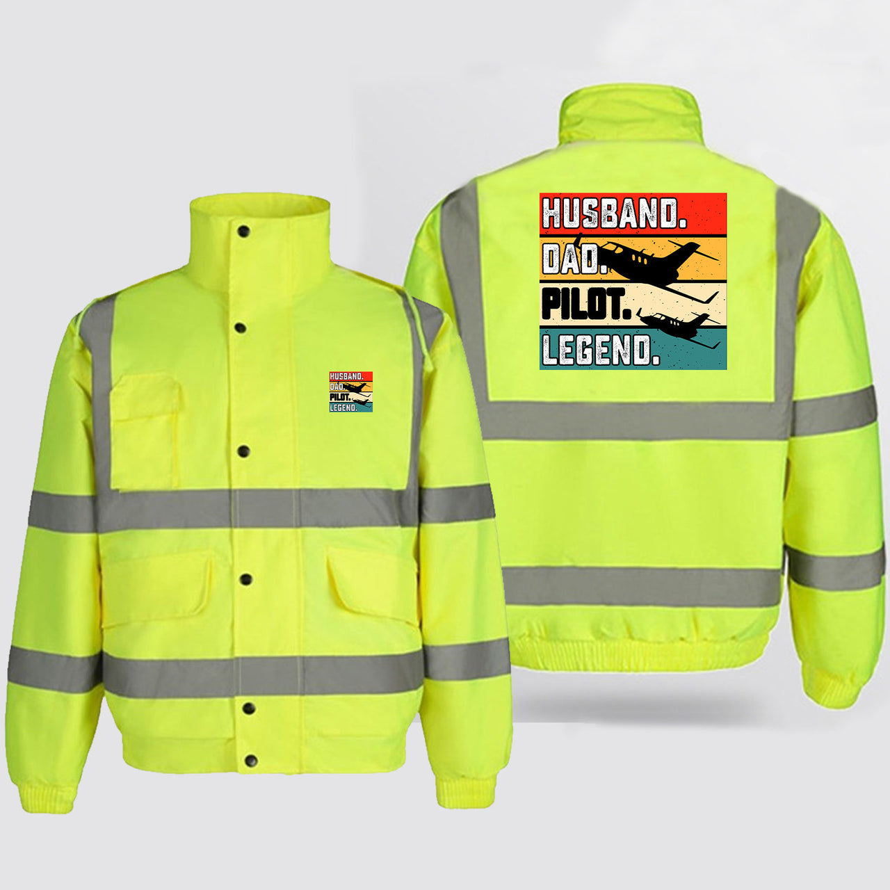 Husband & Dad & Pilot & Legend Designed Reflective Winter Jackets