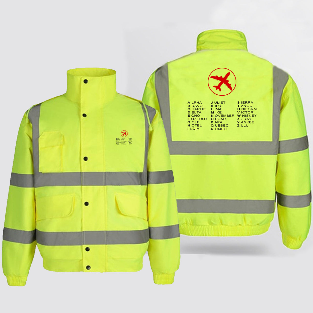 Aviation Alphabet 2 Designed Reflective Winter Jackets
