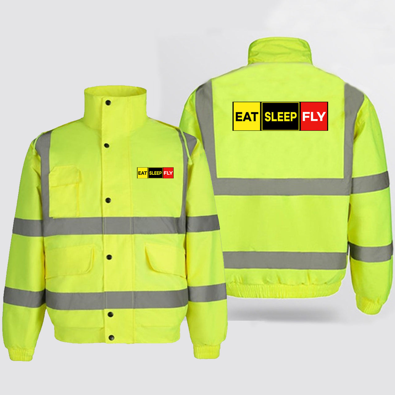 Eat Sleep Fly (Colourful) Designed Reflective Winter Jackets
