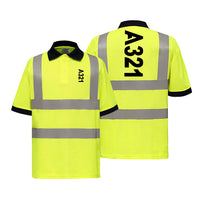Thumbnail for A321 Text Designed Reflective Polo T-Shirts