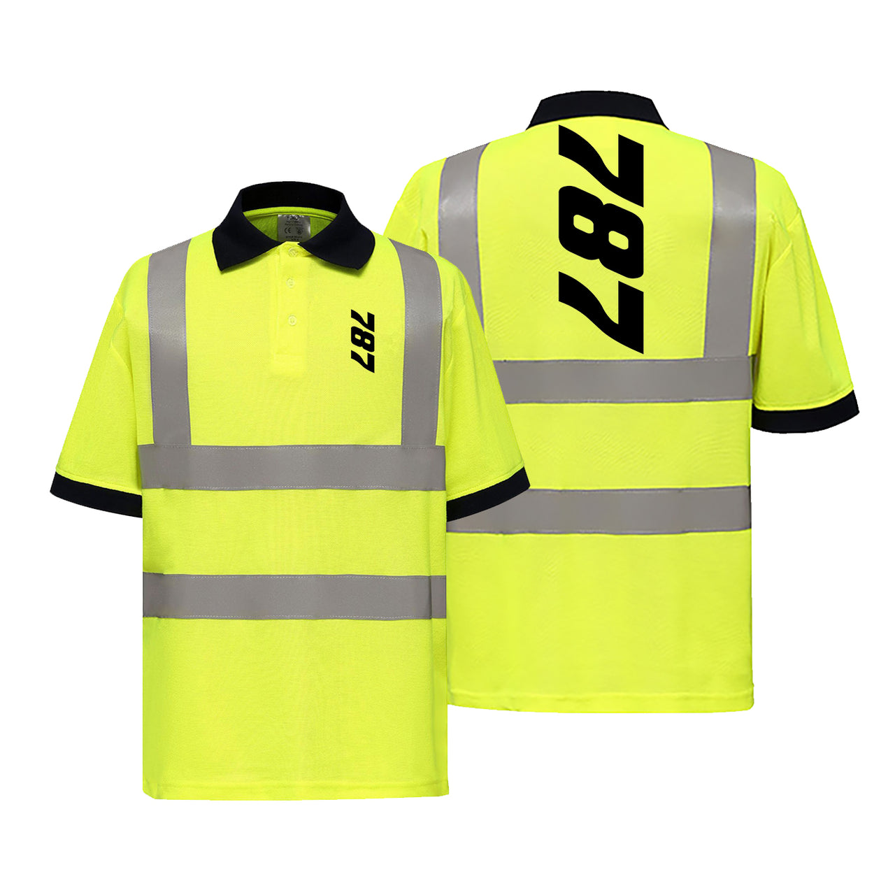 Boeing 787 Text Designed Reflective Polo T-Shirts
