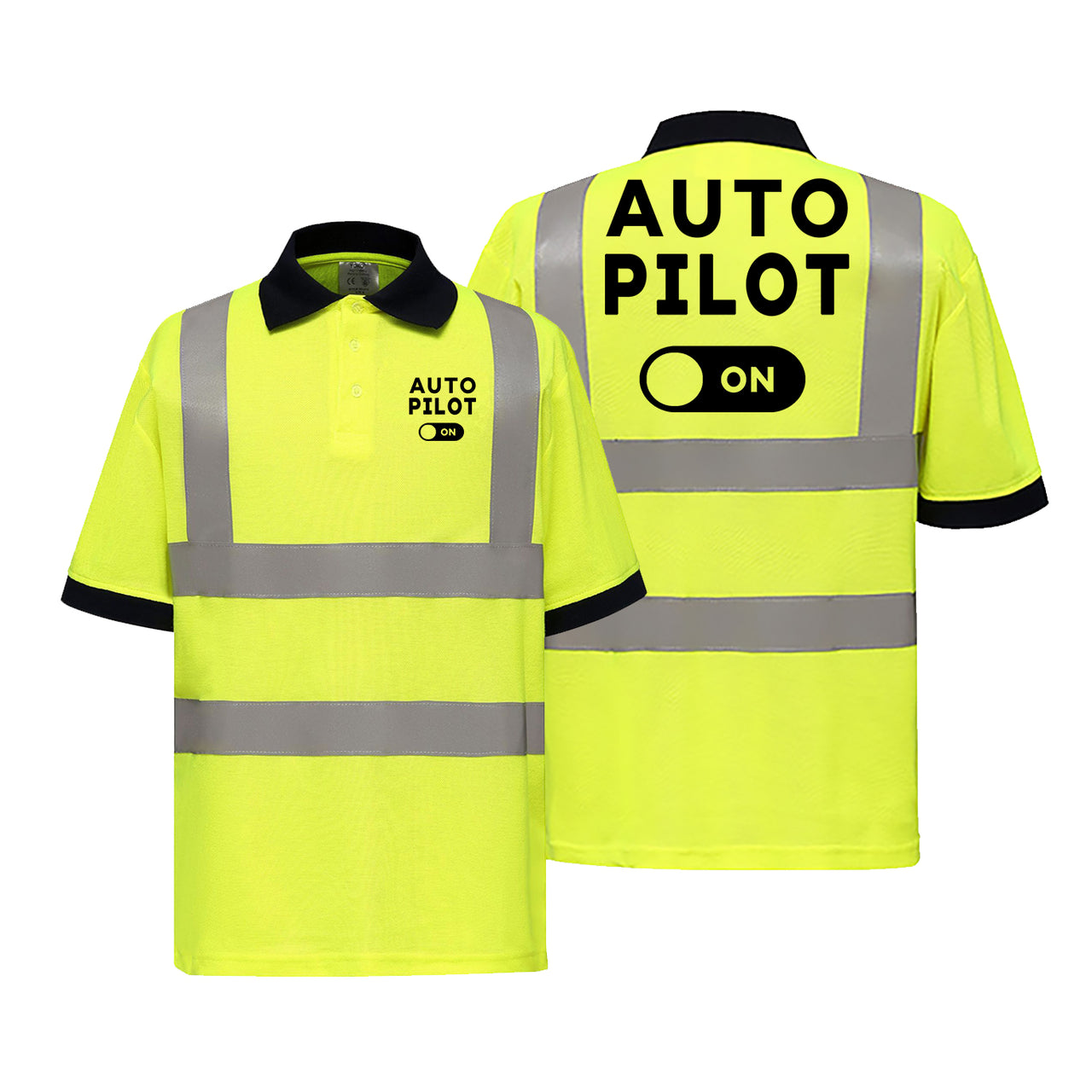 Auto Pilot ON Designed Reflective Polo T-Shirts
