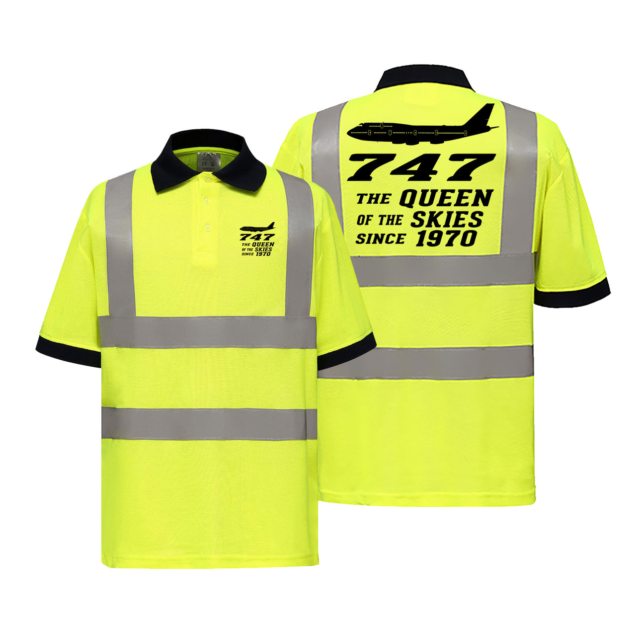Boeing 747 - Queen of the Skies (2) Designed Reflective Polo T-Shirts