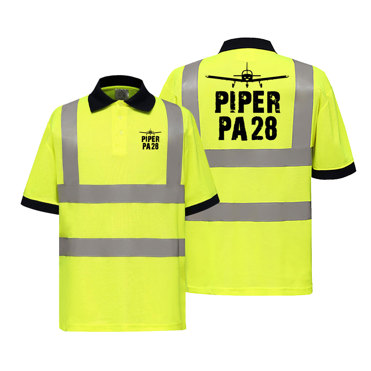 Piper PA28 & Plane Designed Reflective Polo T-Shirts