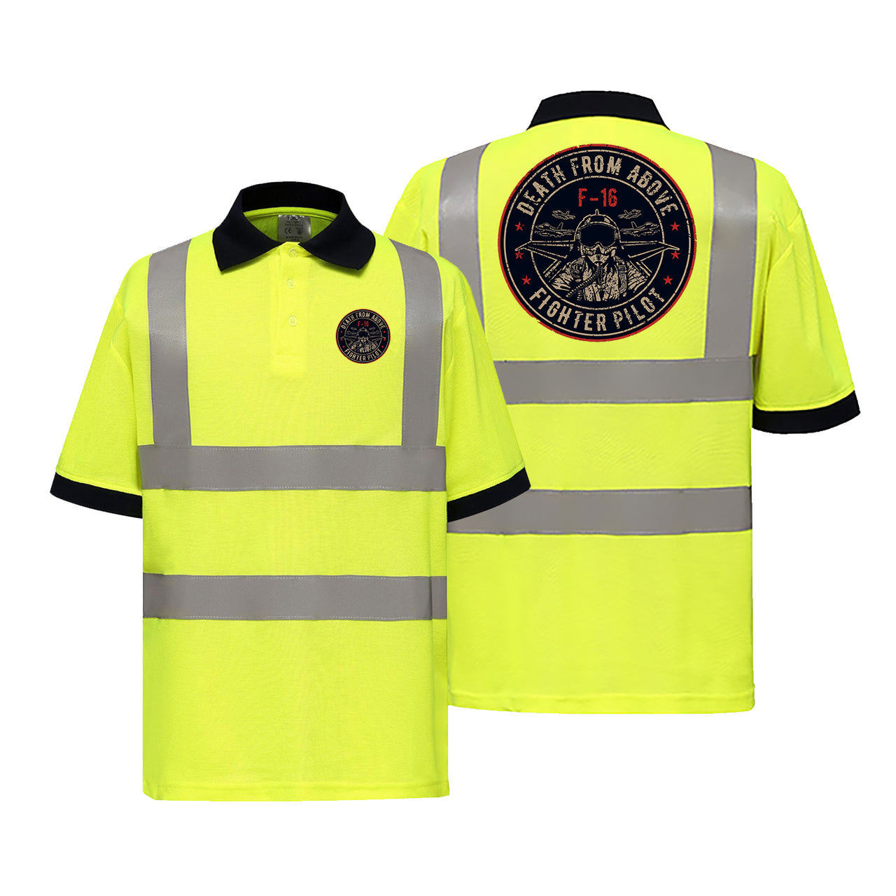 Fighter Jet 16 - Death From Above Designed Reflective Polo T-Shirts
