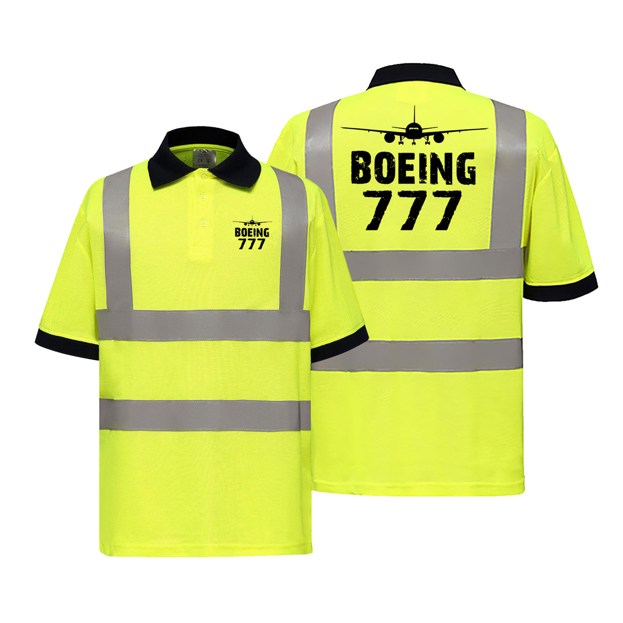 Boeing 777 & Plane Designed Reflective Polo T-Shirts