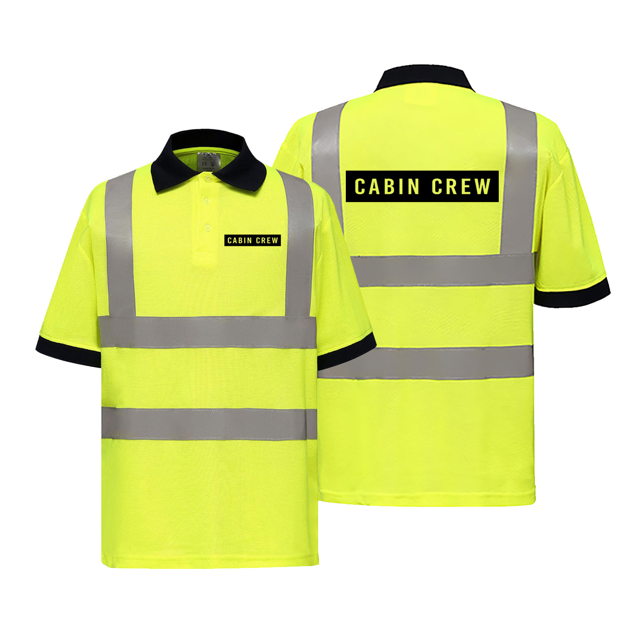 Cabin Crew Text Designed Reflective Polo T-Shirts