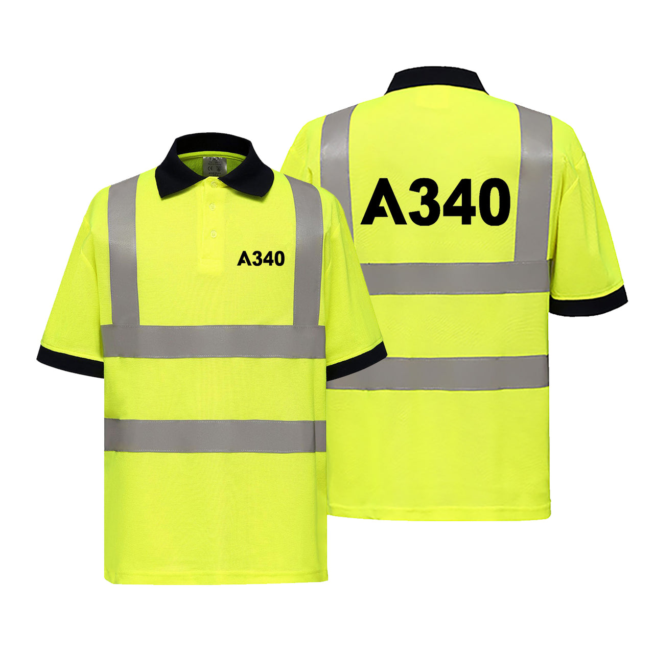 A340 Flat Text Designed Reflective Polo T-Shirts