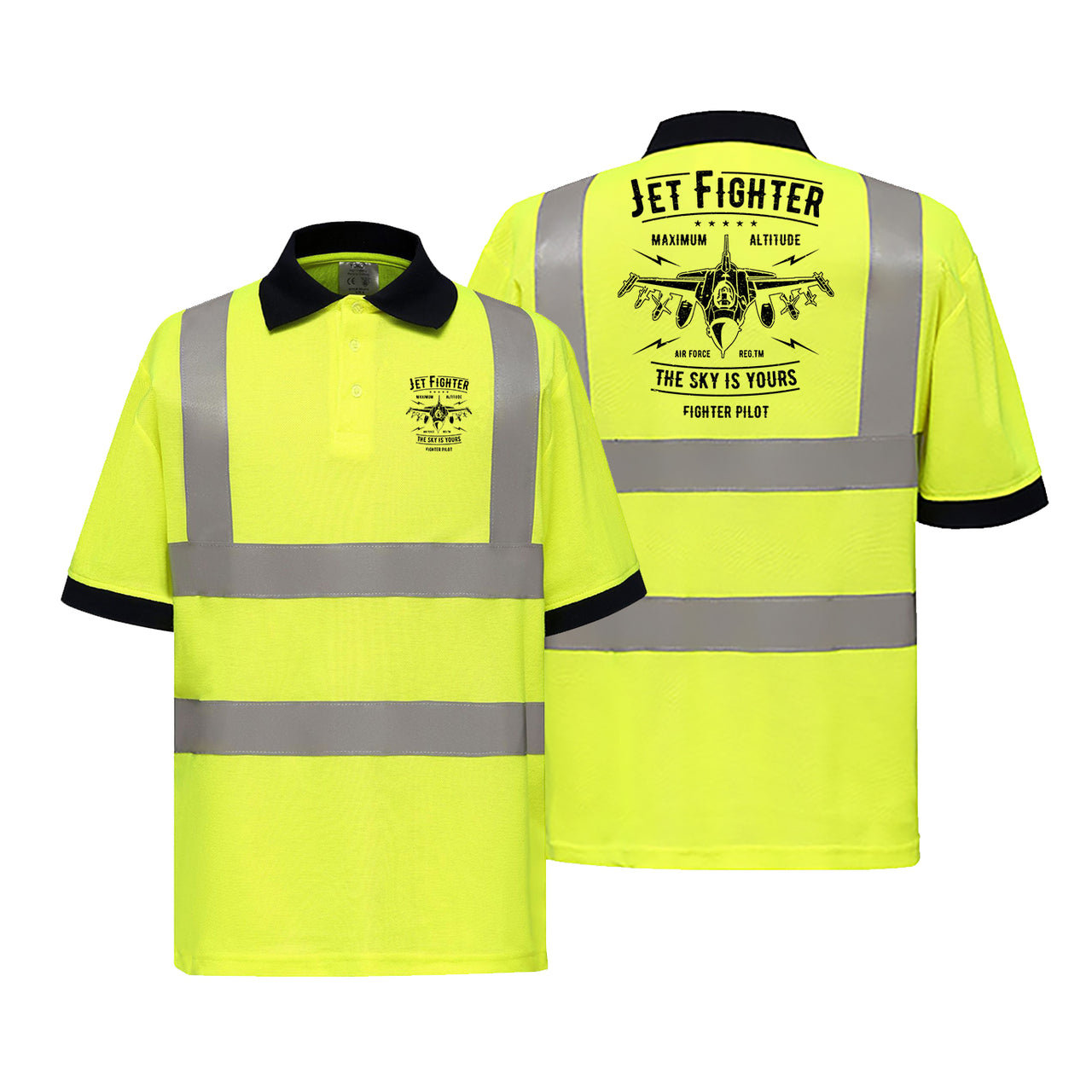 Jet Fighter - The Sky is Yours Designed Reflective Polo T-Shirts