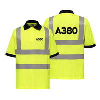 Thumbnail for A380 Flat Text Designed Reflective Polo T-Shirts