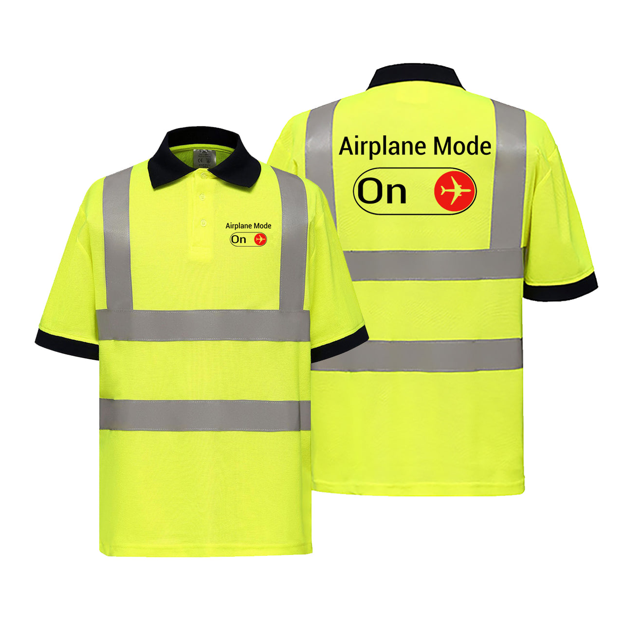 Airplane Mode On Designed Reflective Polo T-Shirts