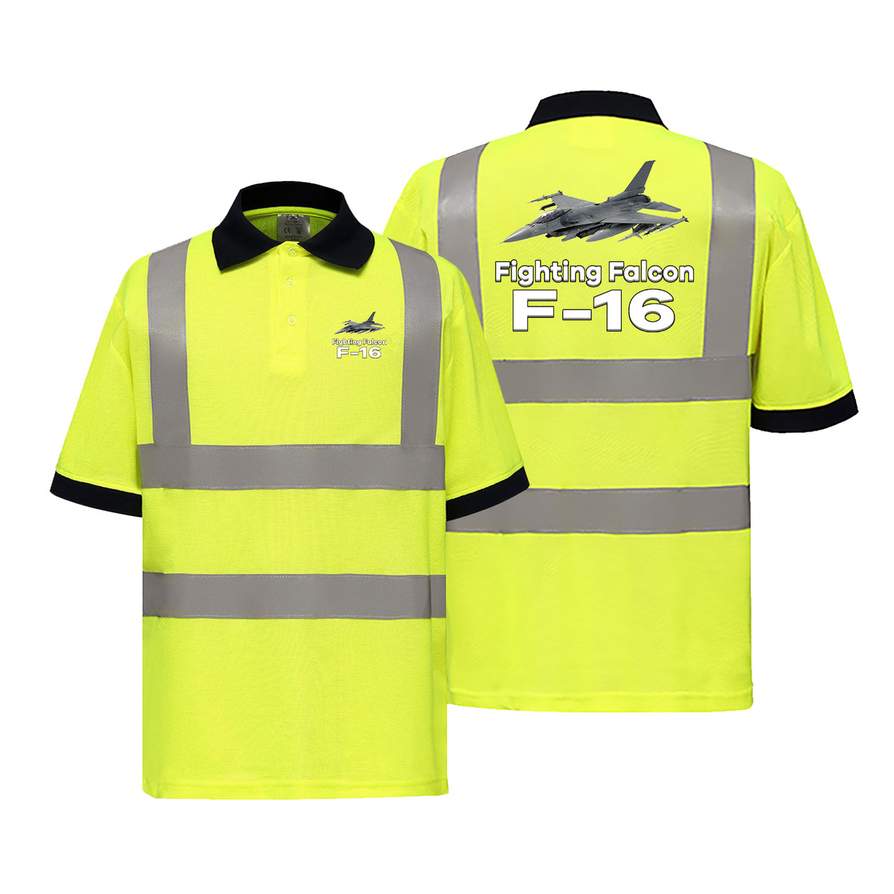 The Fighting Falcon F16 Designed Reflective Polo T-Shirts