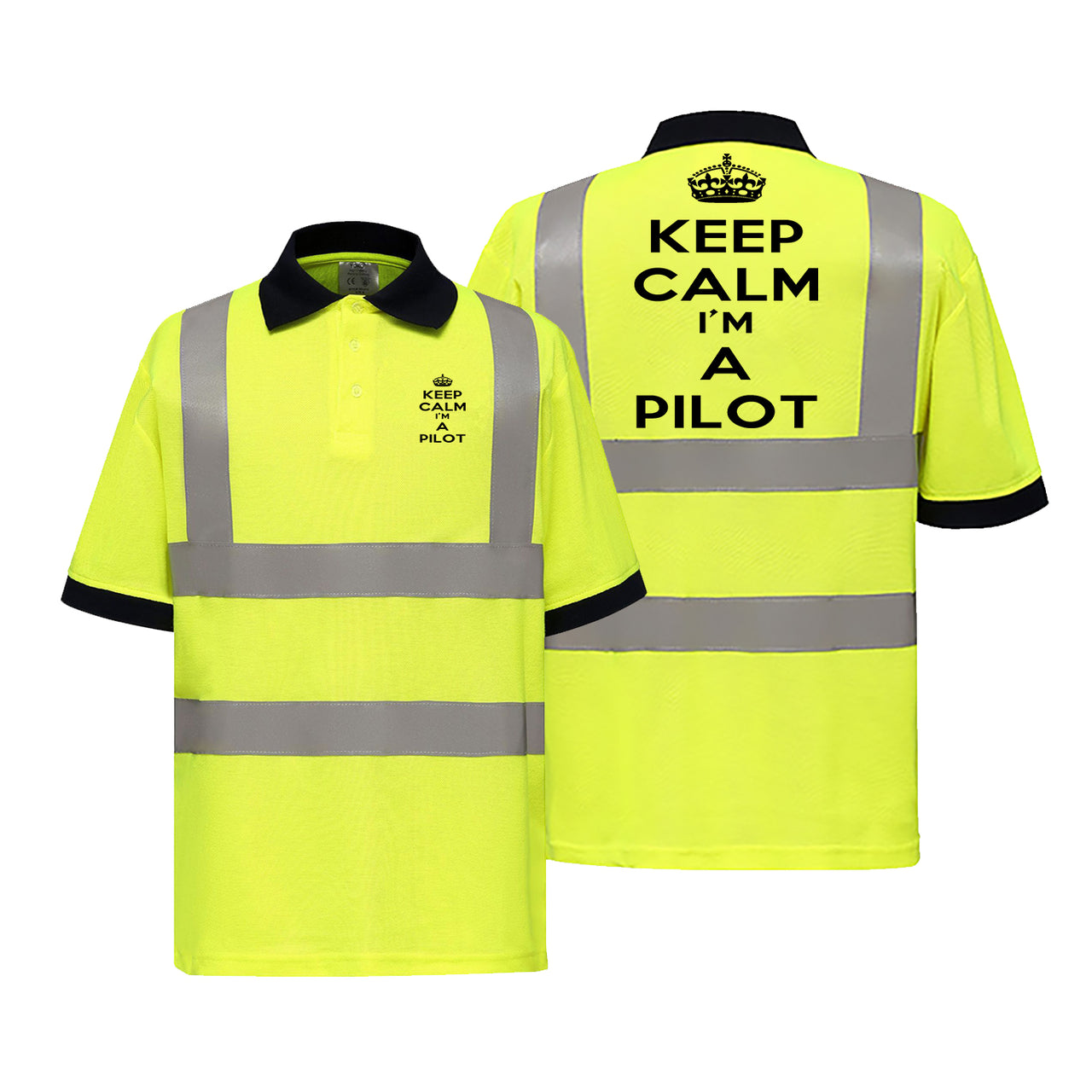 Keep Calm I'm a Pilot Designed Reflective Polo T-Shirts