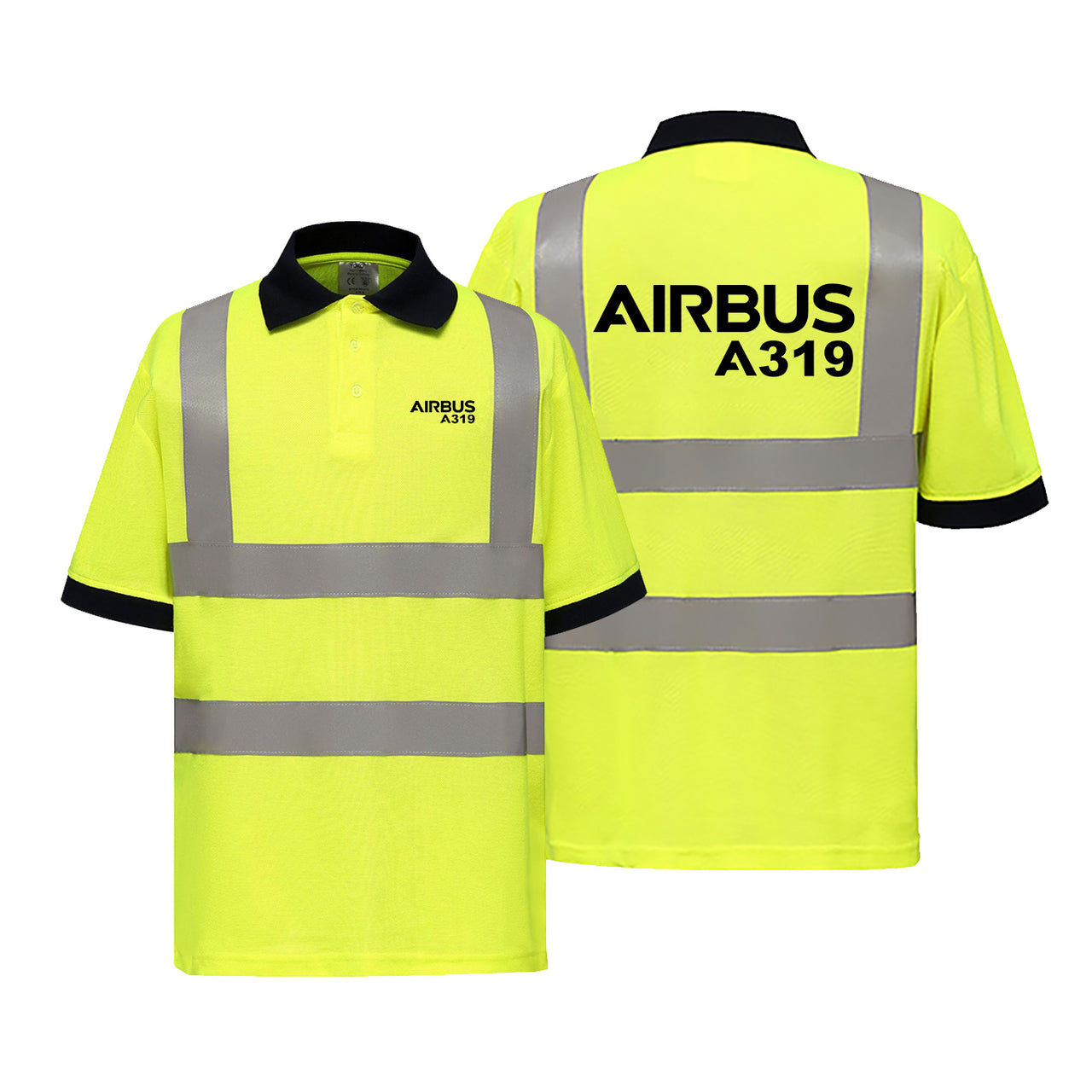 Airbus A319 & Text Designed Reflective Polo T-Shirts
