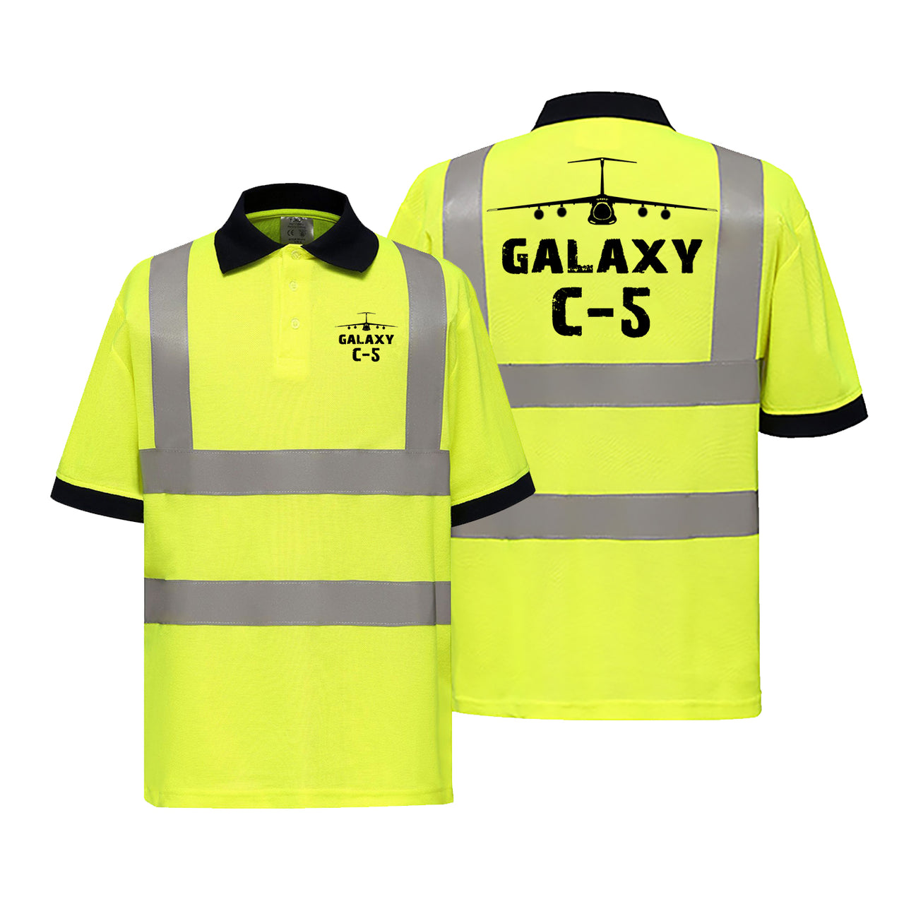 Galaxy C-5 & Plane Designed Reflective Polo T-Shirts