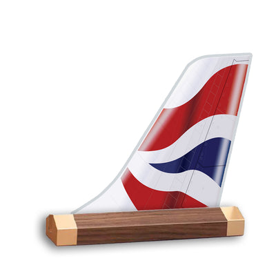 British Airways Tail Logo Desk Models aviation design on premium acrylic and metal 3D airplane tail craft.