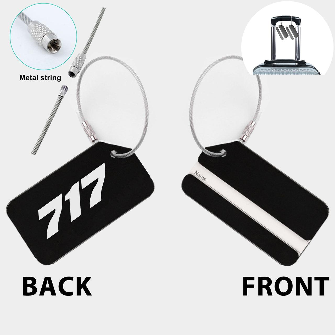 717 Flat Text Designed Fashion Metal Luggage Tags