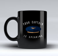 Thumbnail for Your Captain Is Speaking Designed Black Mugs