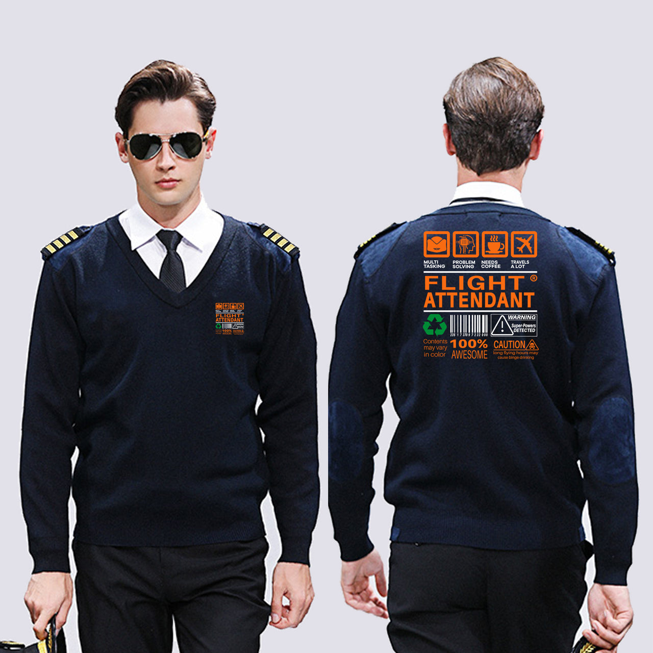 Flight Attendant Label Designed Wool Pilot Sweaters